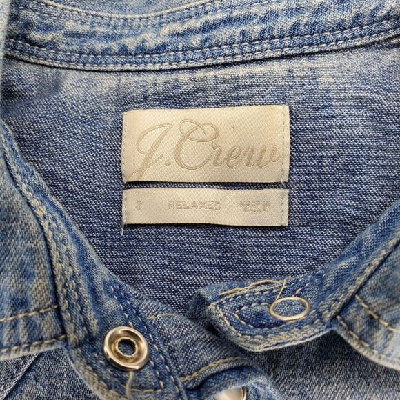 J Crew Relaxed-fit Western Chambray Chirt Size 8 - Picture 11 of 14
